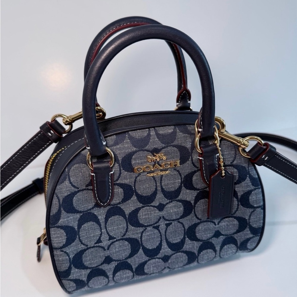 NEW Coach Sydney Satchel in Signature Chambray